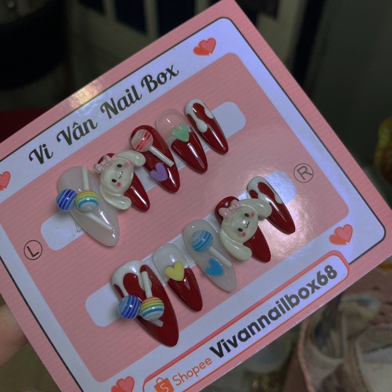 Nail box kẹo thỏ nhiều màu