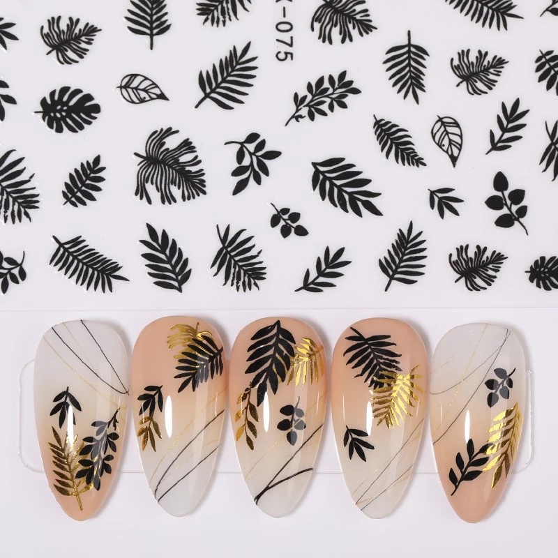 1 Tờ Nhãn Dán Trang Trí Móng Tay Họa Tiết Sọc Trắng Đen Hình Học Hoa Chữ Tiếng Anh Cá Tính DIY