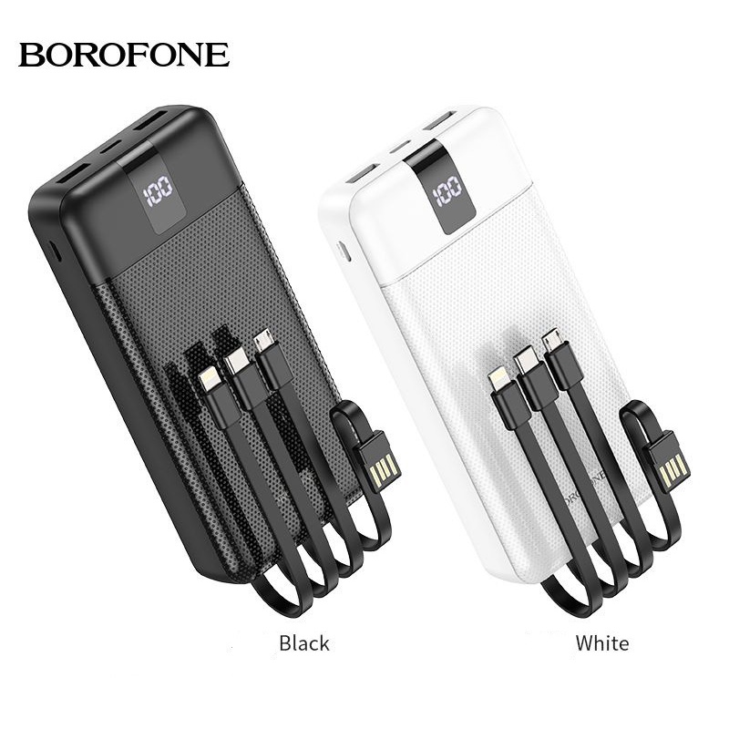 Pin Sạc Dự Phòng Borofone BJ20A 20000mah 3 Dây Sạc Tiện Lợi Có LCD