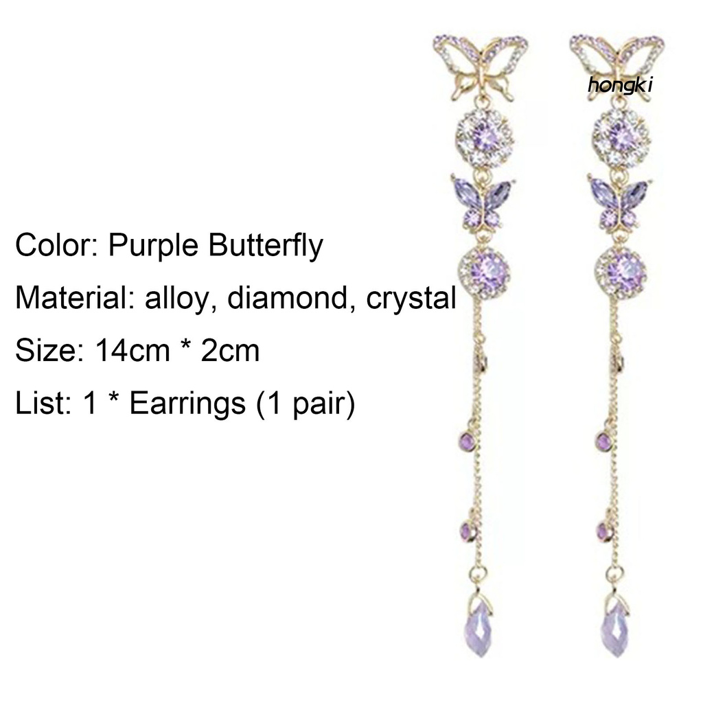 Set 2 Hoa Tai Hình Bướm Đính Đá Nhân Tạo Thời Trang