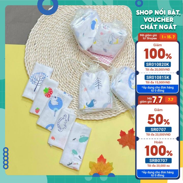 Set 10 khăn sữa cho bé sơ sinh, chất liệu sợi tre cao cấp ADEN + ANAIS, siêu mềm mịn
