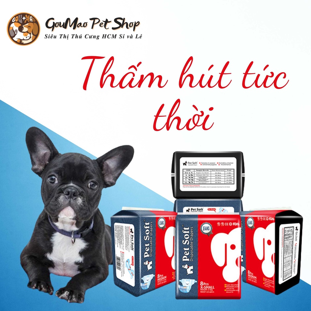 Tã Bỉm, tã quần giả Jean cho chó cái thưởng hiệu Pet Soft - Goumao pet