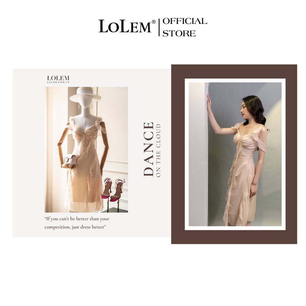 Đầm xòe tơ mây thiết kế 2 dây xếp ngực bèo thân LOLEM CLOTHING DX308