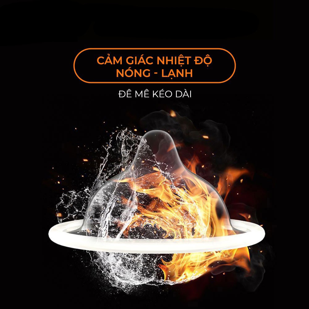 Bao Cao Su Siêu Mỏng OLO 001 Lửa Băng Nóng Lạnh Bao Cao Su Kéo Dài Thời Gian Hộp 10 BCS