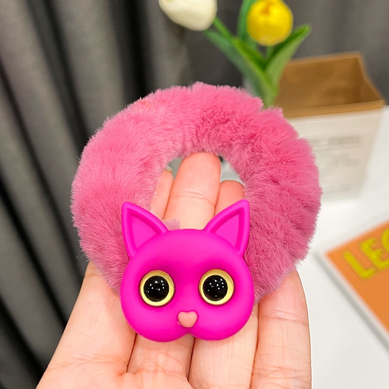 Dây buộc tóc hình mèo con mắt to dễ thương cho nữ