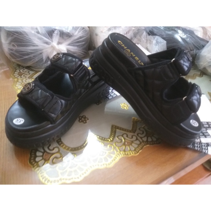 Dép nữ đế cao gg 7p 2 quai ngang siêu nhẹ rẻ đẹp thời trang