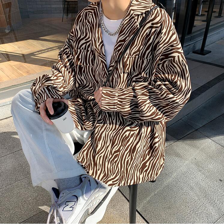 Áo sơ mi dáng rộng in họa tiết ngựa vằn thời trang Hàn Quốc cho nam nữ