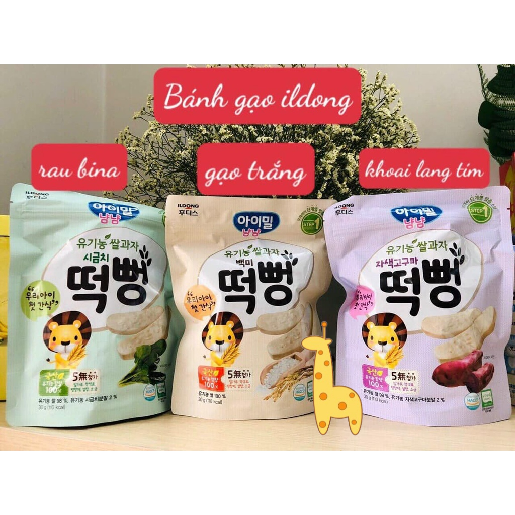 Bánh Gạo Ăn Dặm Cho Bé 6 Tháng Ildong Hàn Quốc Thơm Ngon Dễ Tan Dùng Làm