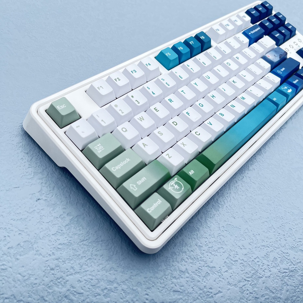 133 Phím Blue Green Keycaps Cherry Profile Gradient Color PBT Dye Sub Bàn phím cơ học Keycap