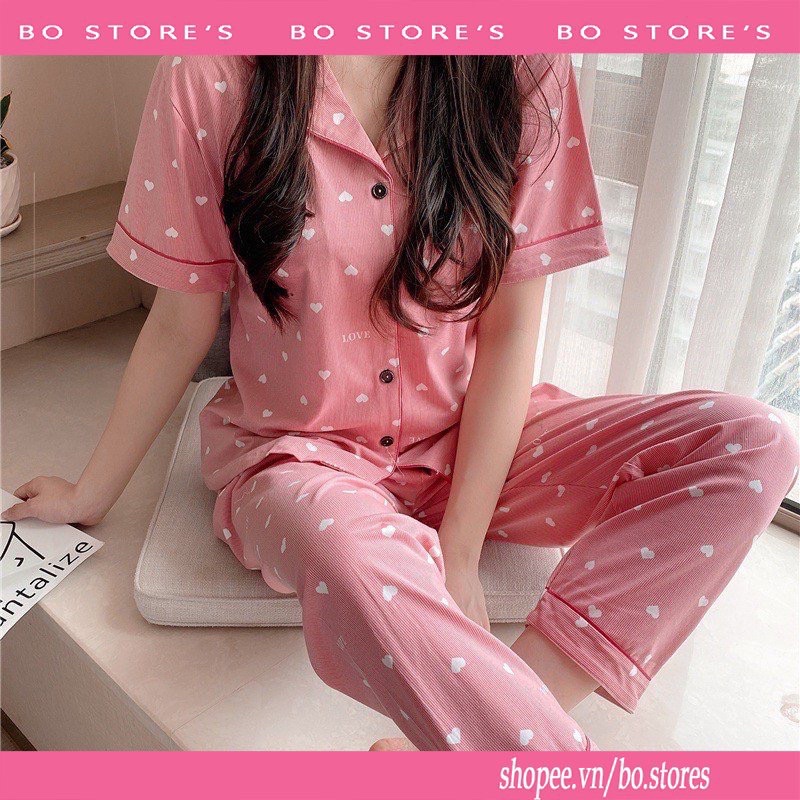 Bộ ngủ pijama áo ngắn tay quần dài chất cotton mẫu mới 2021 - Mã 918 | WebRaoVat - webraovat.net.vn