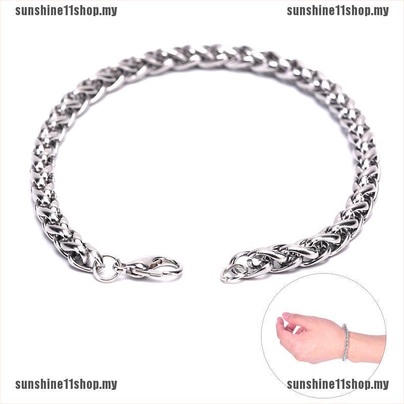 Silver Men 's Stainless Steel Chain Bracelet Bangle Jewelry Punk