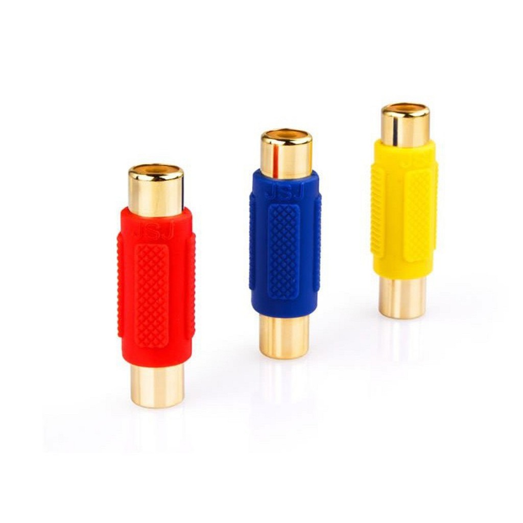 3 Đầu nối cáp loa AV/Audio (bông sen) 2 đầu âm, giúp nối 2 tín hiệu đầu AV (bông sen) với nhau ( 3 CÁI)