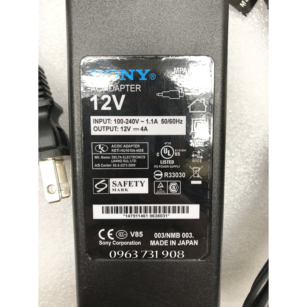 Adapter nguồn Sony 12V 4A chính hãng