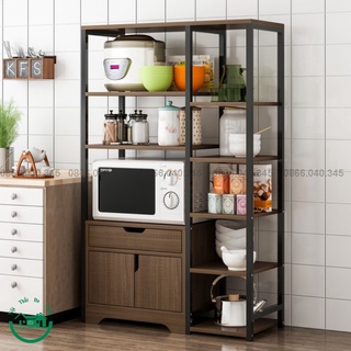 Kệ Để Lò Vi Sóng Có Tủ Ngăn Kéo Cao Cấp Nhập Khẩu Thép không gỉ sơn tĩnh điện, chịu lực tốt để nhiều đồ phòng bếp