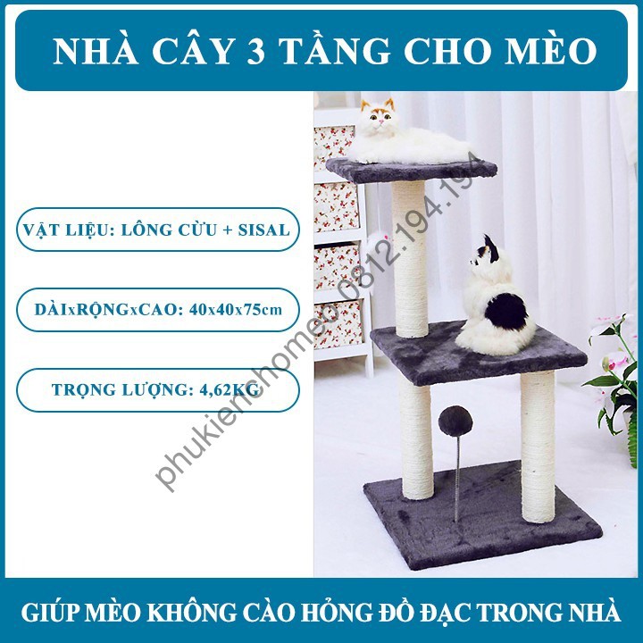 Nhà Cây cho Mèo Leo 3 Tầng