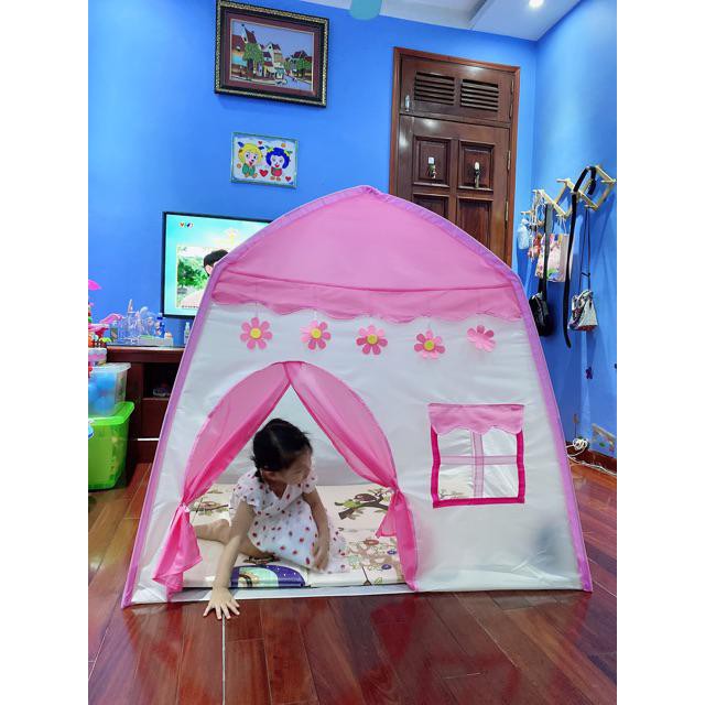 Lều công chúa, hoàn tử, lều cho bé trai bé gái hình ngôi nhà, có 2 màu xanh hồng mẫu mới 2021