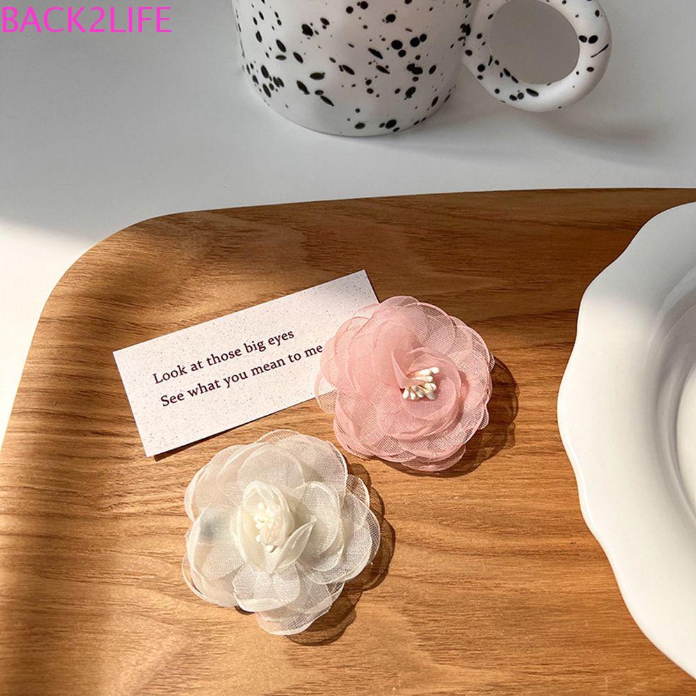 Kẹp Tóc Hình Hoa Trà Phối Ren Phong Cách Retro Cho Nữ 2life