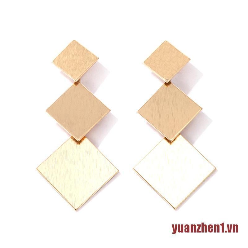 ZHEN Geometric Flowers Gold Dangle Earrings for Women Luxury Leaf Earrings Jewe