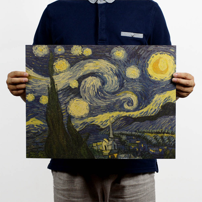 Poster trang trí hình tranh sơn dầu Van Gogh độc đáo sống động phong cách Vintage