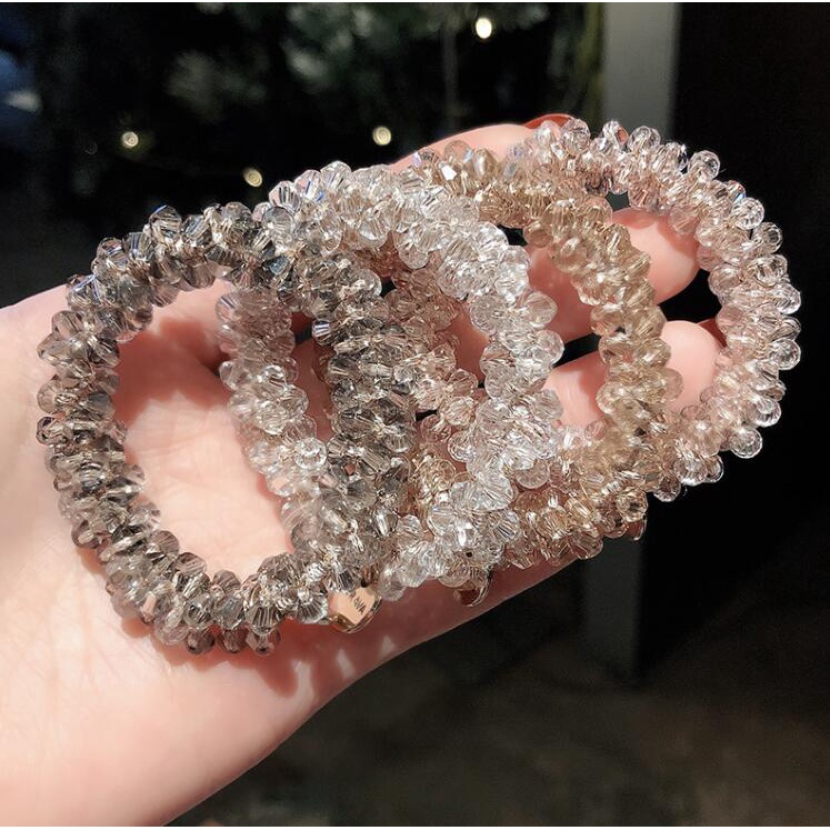 Dây buộc tóc đính đá pha lê đơn giản phong cách Hàn Quốc cho nữ