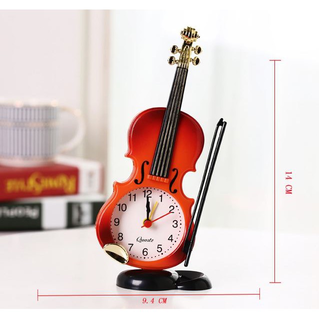 Đồng hồ báo thức để bàn đàn VIOLIN  trang trí chỗ làm việc