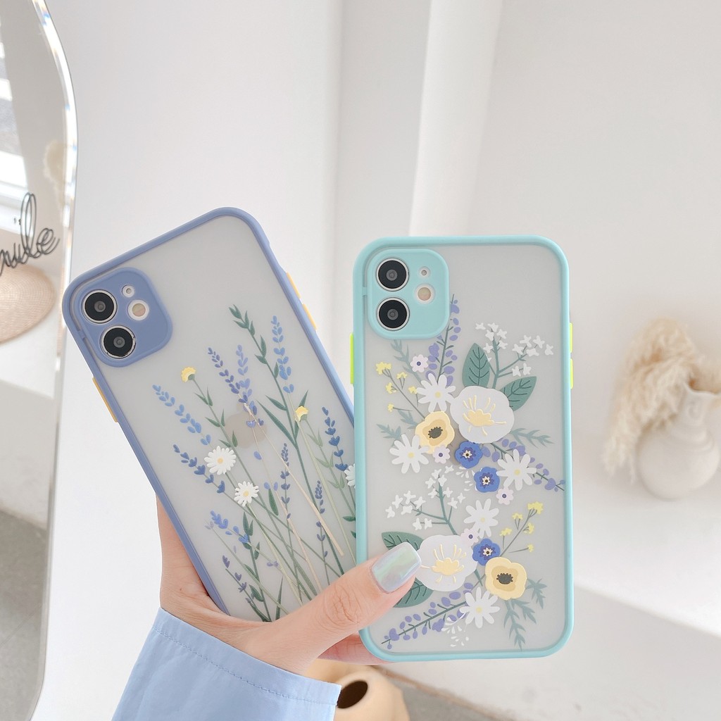 Luxury 3D Relief Flower Case For iPhone 12 Mini 11 Pro Max X XR XS Max 7 8 Plus Soft Bumper Transparent Matte PC Back Cover