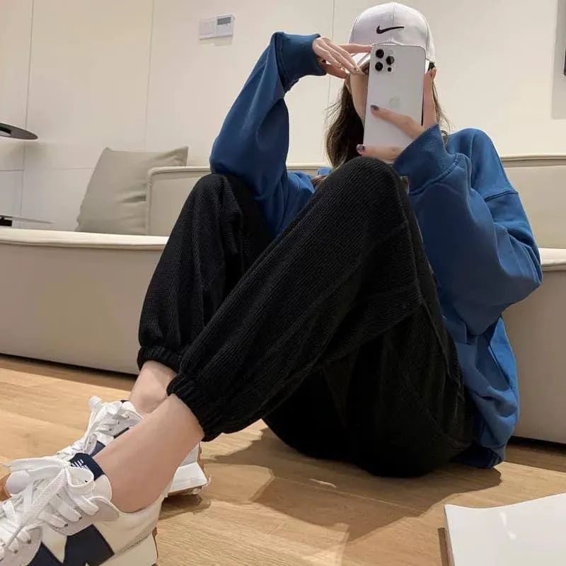 Quần JOGGER nữ bo gấu chất len tăm MỀM, DẦY, ẤM, Quần ống rộng phong cách Hàn Quốc QT01