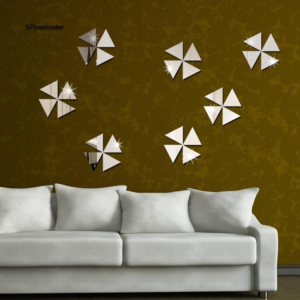 Set 100 miếng dán tường hình tam giác 2cm x 1.9cm mặt gương độc đáo
