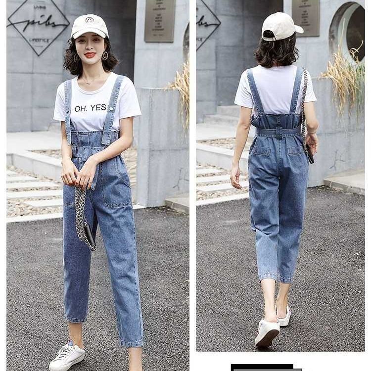 Áo Liền Quần Denim Eo Cao Dáng Rộng Phong Cách Hàn Quốc Thời Trang Mùa Hè 2022 Mới Dành Cho Nữ