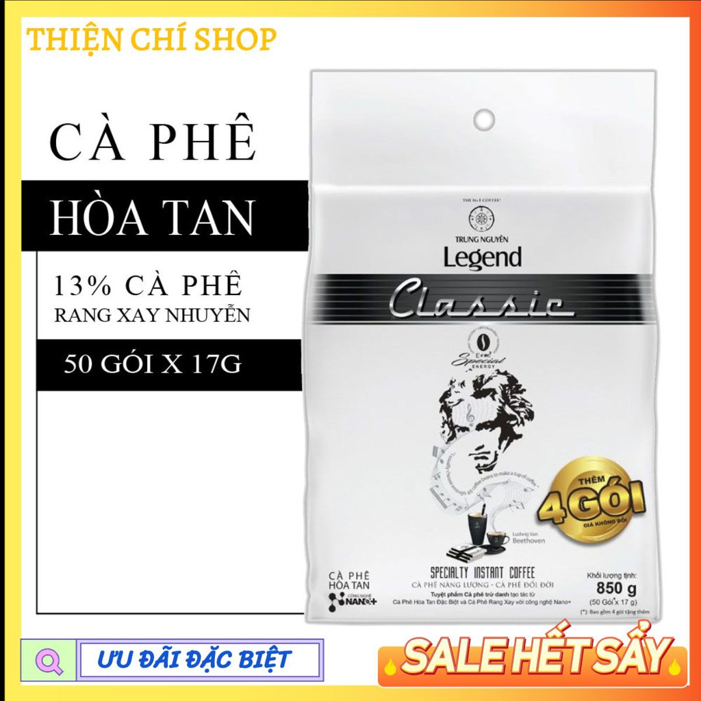 Cà Phê Trung Nguyên Hòa Tan Legend Classic Bịch 46 Gói tặng thêm 4 gói