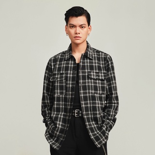 Áo sơ mi tay dài nam cotton Highway (Menswear) Keaton đen trắng