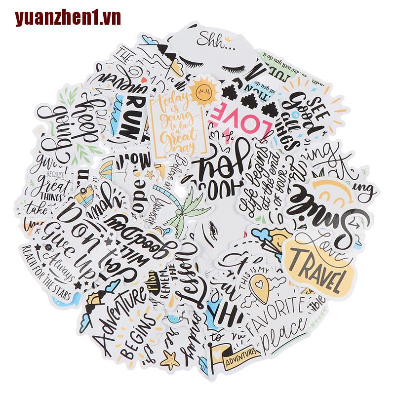 [YUANZHEN1] 50 Sticker Câu Trích Dẫn Động Lực Chống Nước Diy Cho Laptop