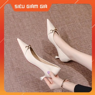 Giày Cao Gót 5 Phân Da Lì Khóa mini