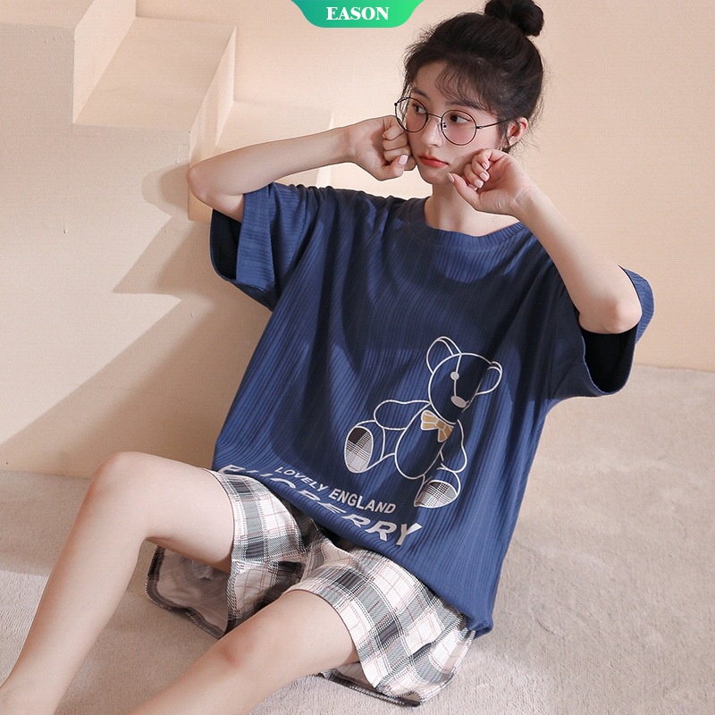 Bộ Đồ Ngủ Tay Ngắn In Họa Tiết Hoạt Hình Dễ Thương Thời Trang Mùa Hè Cho Nữ M-2Xl