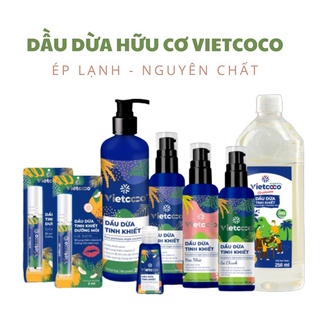 Dầu dừa hữu cơ tinh khiết ép lạnh nguyên chất Vietcoco eatclean, dưỡng mi, dưỡng tóc, dầu ogranic massage cho bé