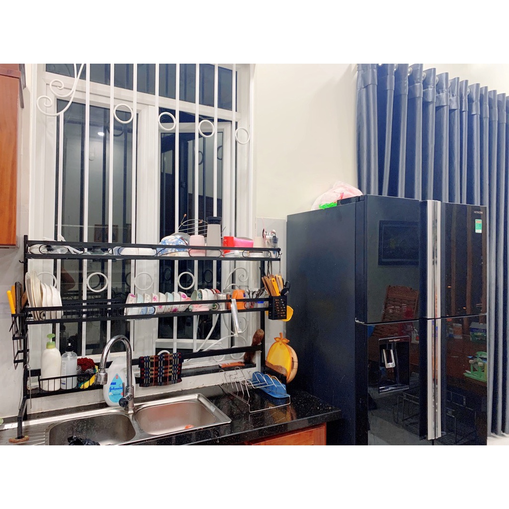 HÀNG ĐẶC BIỆT Kệ Để Bát Đĩa Đa Năng Thông Minh - Giá Để Đồ Chén Đĩa Trên Bồn Rửa Bát Thép Carbon Sơn Đen Cao Cấp