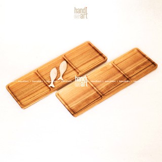 Khay gỗ chữ nhật 3 ngăn/ Khay gỗ 3 ngăn decor (36x12cm)