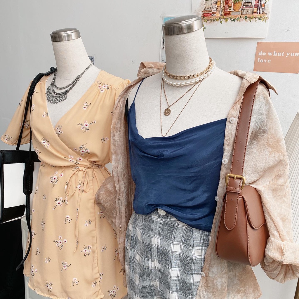 Đầm vạt đắp chéo hoa nhí Heybee sz M