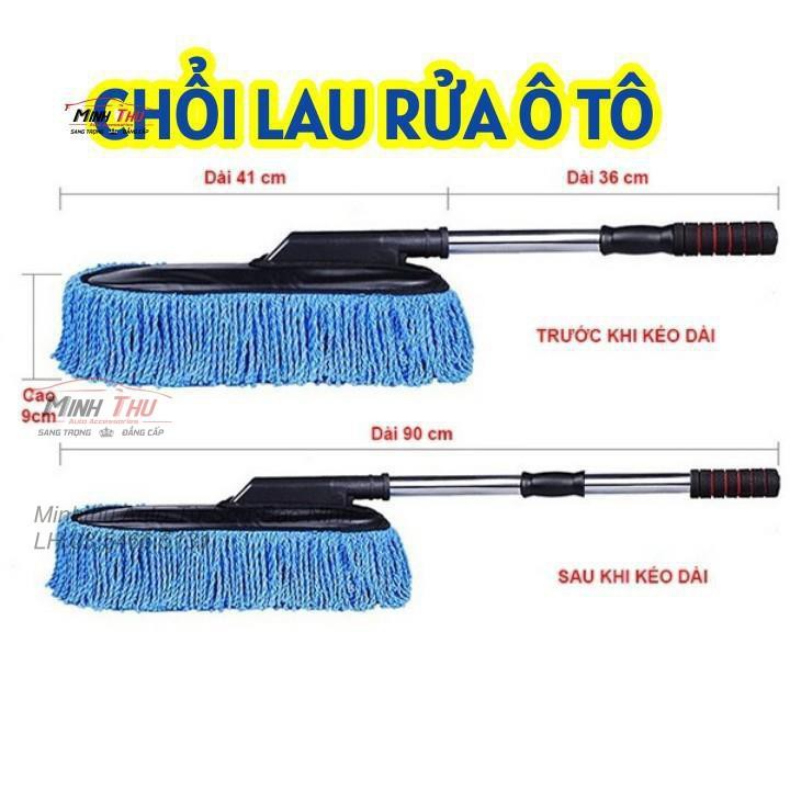 Chổi Nano Lau Rửa Xe Chuyên Dụng Sợi Dầu Microfiber - Cán Kéo Dài