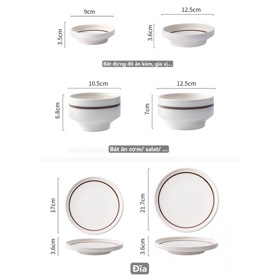 Tô đĩa viền nâu sâu lòng phong cách Hàn Quốc- BONMI DECOR