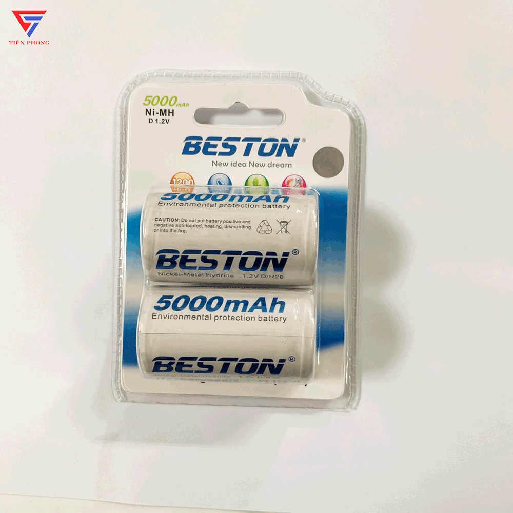 [VỈ 2 VIÊN] Pin Sạc Đại D Beston 5000mAh 1.2V chính hãng