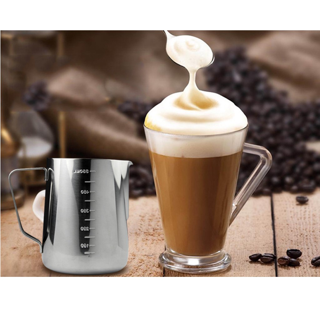 Milk Jug Frothing Cup Pitcher Stainless Steel Latte Cappuccino Drink 350ml
