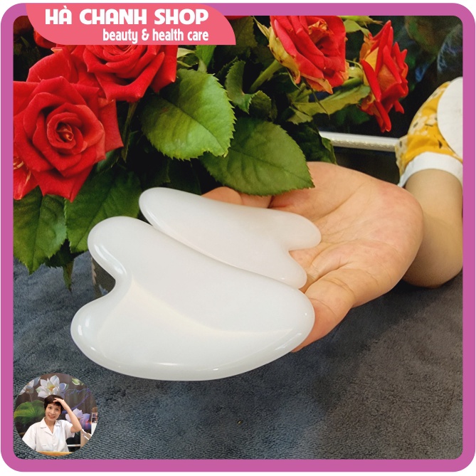 Miếng Cạo Massage Hình Tim Bằng Đá Trắng Đẹp Mát Xa Mặt Mắt Dụng Cụ Spa Dưỡng Sinh Chăm Sóc Da