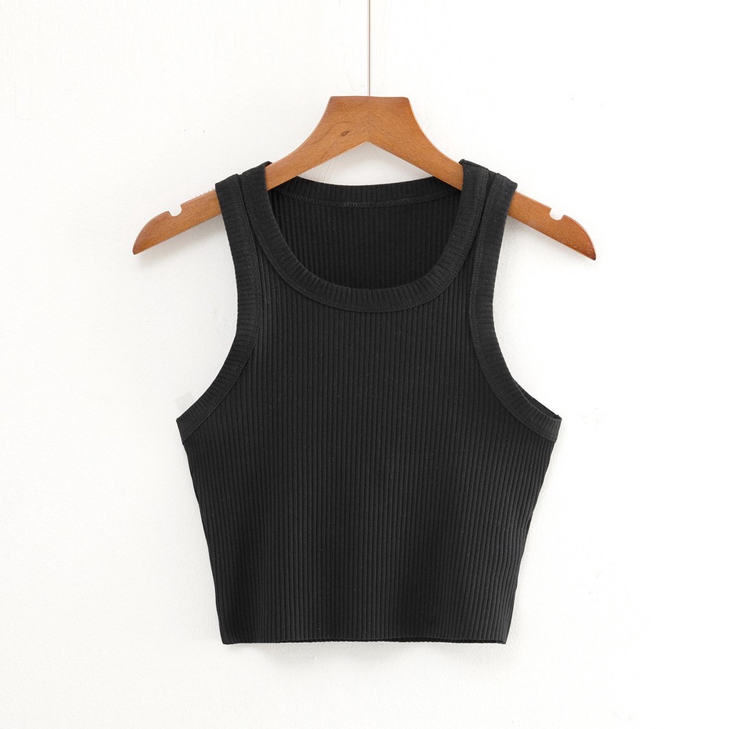 Áo croptop sát nách cổ tròn thiết kế trẻ trung cho nữ
