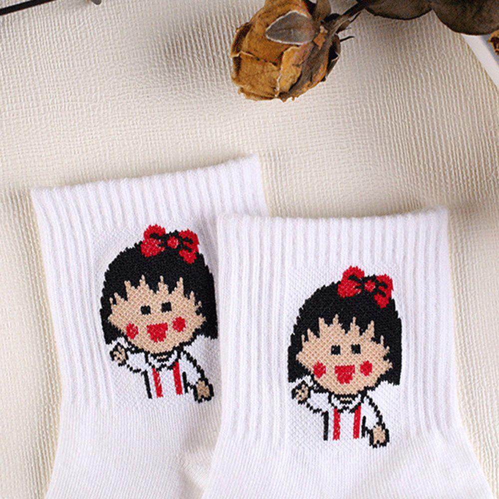 Vớ Cotton Khử Mùi In Hình Chú Báo Hồng / Maruko Dễ Thương Cho Nữ