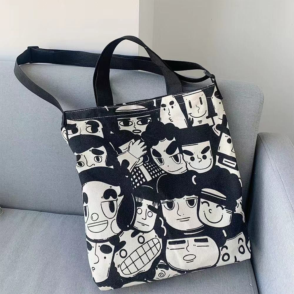 Túi Xách Canvas Ngăn Rộng Họa Tiết Graffiti Dễ Thương Dành Cho Nữ | BigBuy360 - bigbuy360.vn