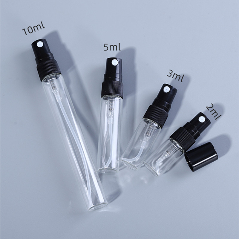 [Hàng mới về] Set 5 chai xịt thủy tinh trong suốt 2/3/5/10ml đựng nước hoa mỹ phẩm đa dụng