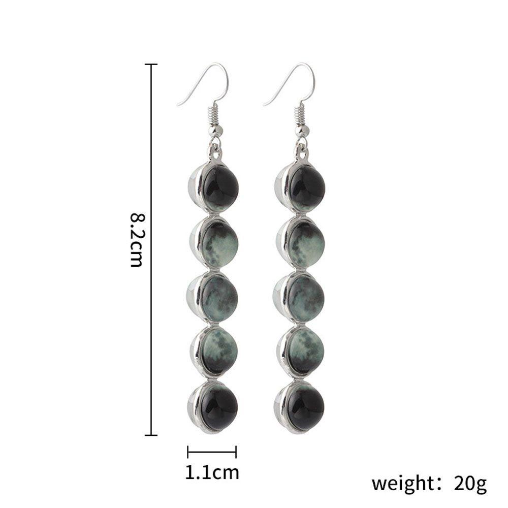 JARRED 1 Đôi Bông Tai Dài Hình Mặt Trăng Kính