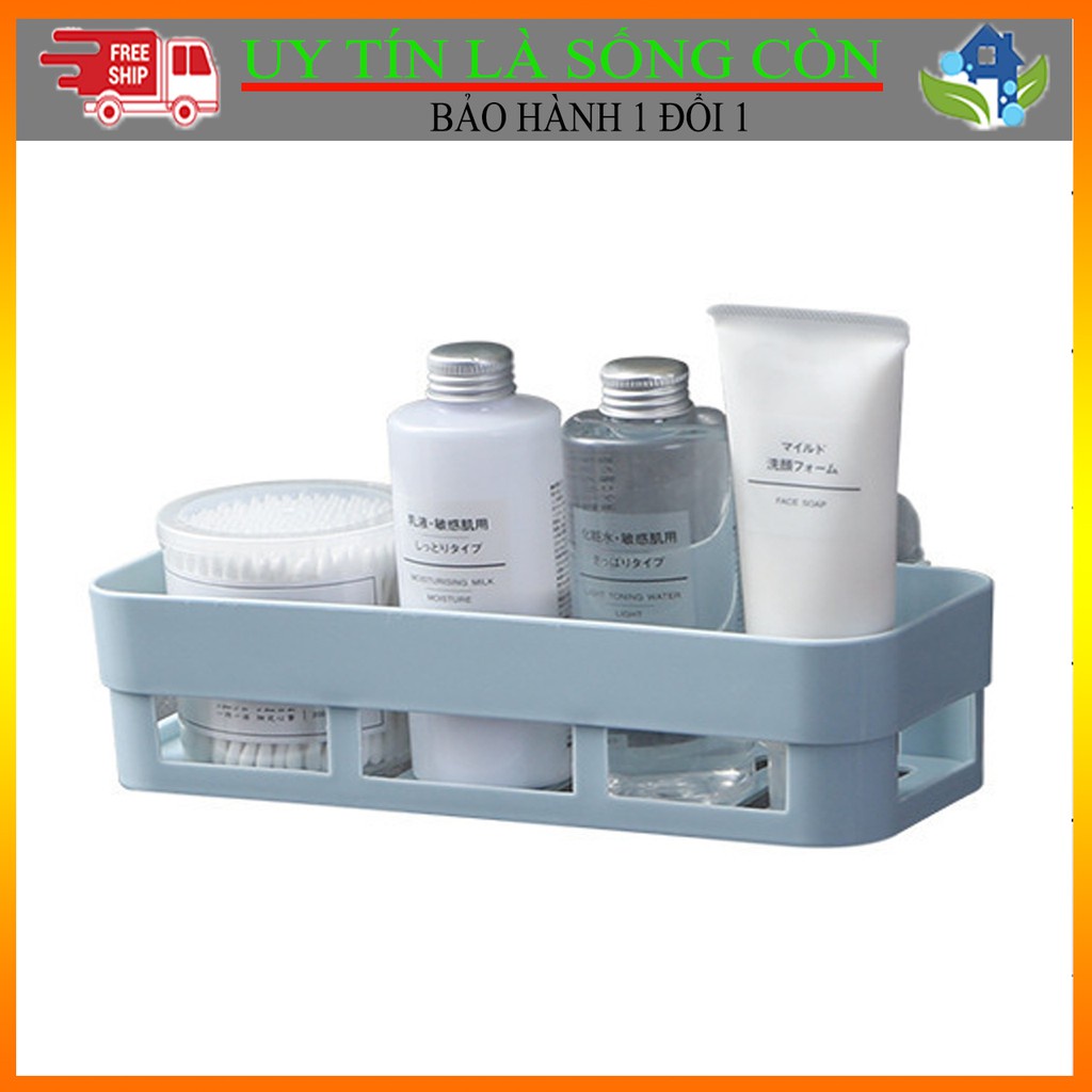 Kệ nhựa chữ nhật dán tường đa năng, kệ để đồ nhà tắm tiện dụng tiết kiệm không gian
