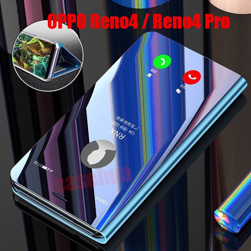 Bao Da Nắp Gập Tráng Gương Trong Suốt Thông Minh Sang Trọng Kèm Giá Đỡ Cho Oppo Reno4 /Reno4 Pro Oppo Reno4 Reno 4 Pro